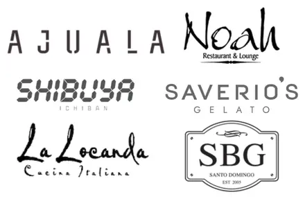 Ajuala, Noah Restaurant & Lounge, Shibuya Ichiban, Saverio's Gelato, La Locanda Cucina Italiana, SBG Santo Domingo
